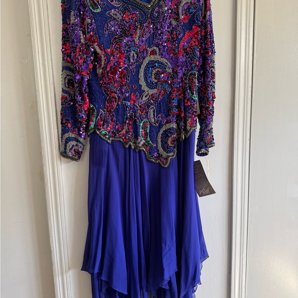 Oleg Cassini Asymmetrical High-Low Purple Pink Dress